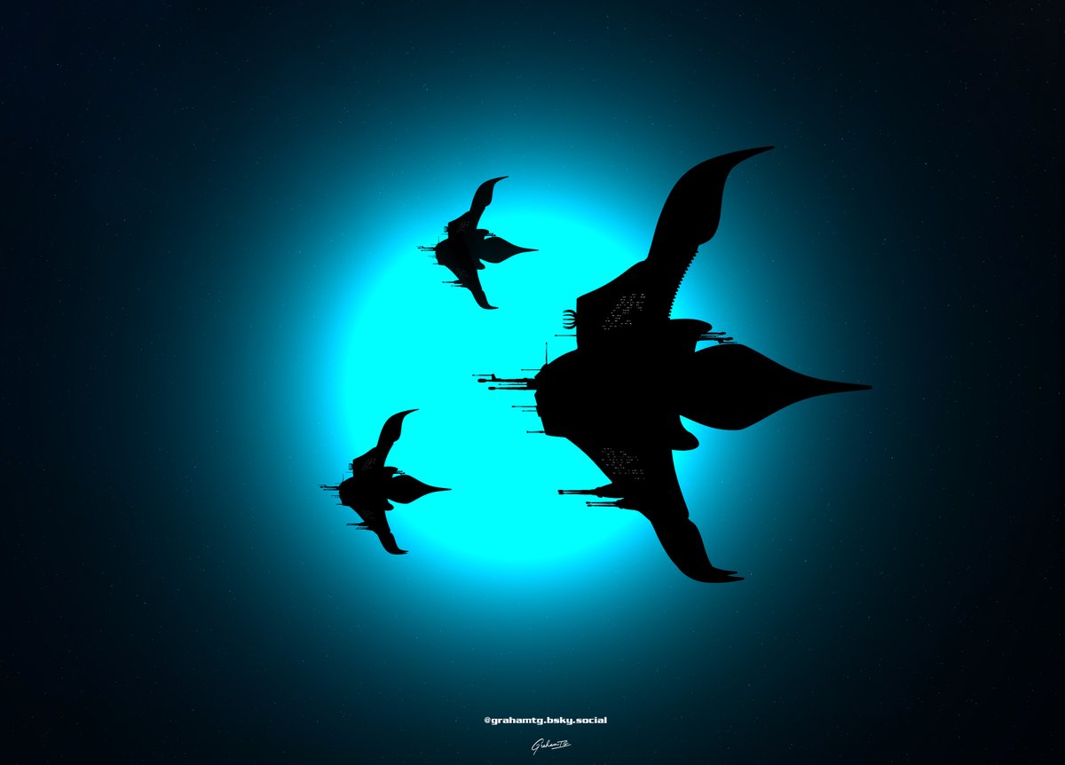 The Grey council,  "between the darkness and the light" a quick #Babylon5 render using #Lightwave3d
and Rhys Salcombe's Sharlin cruiser model.