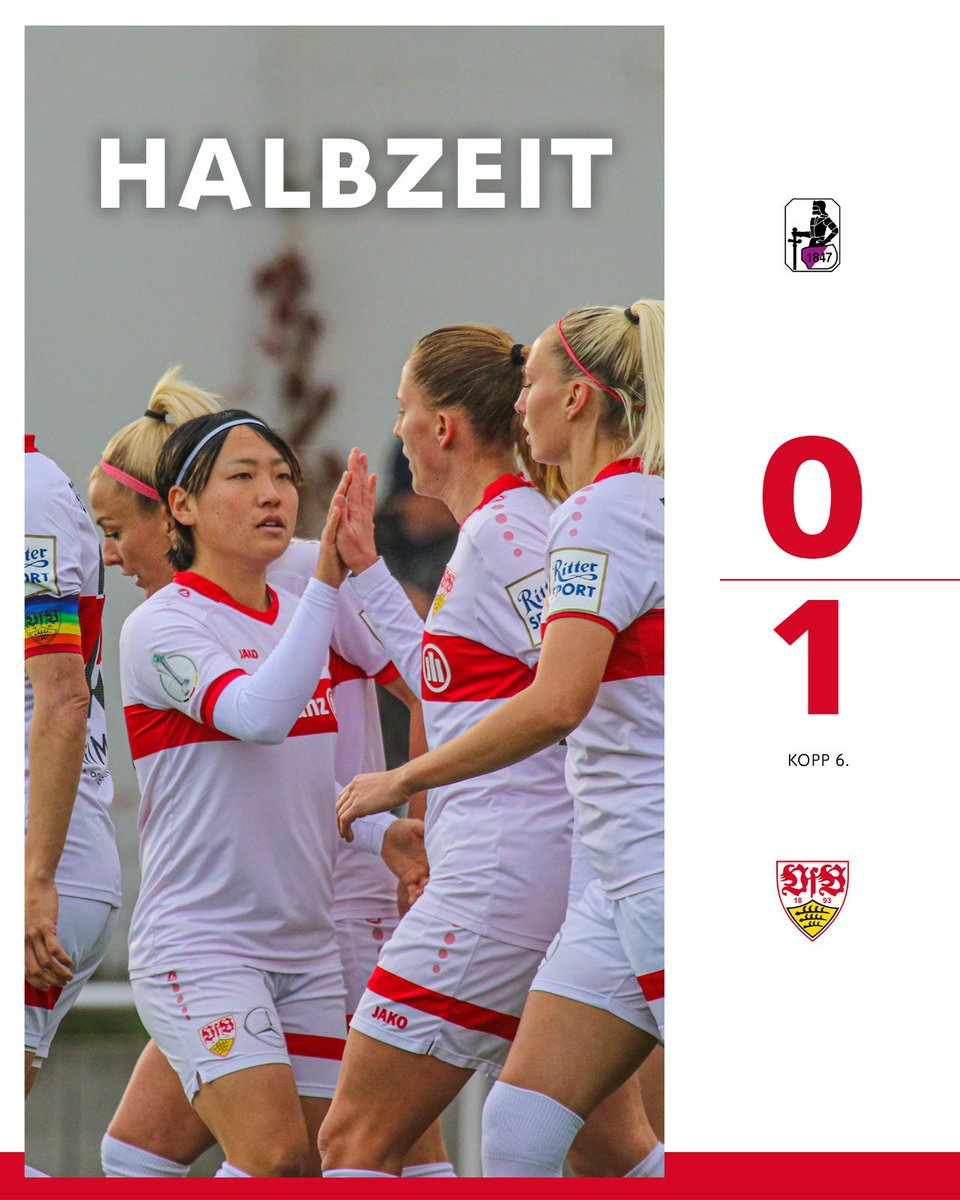 VfB_Frauen's tweet photo. ⏸️ Halbzeit. Mit einer 1:0 Führung gegen TSV Schwaben Augsburg geht es für unsere #VfBFrauen in die Kabinen. Leonie #Kopp sorgte durch schöne Vorarbeit von Jana #Beuschlein für den frühen Führungstreffer (6.). Laureta #Temaj und Mandy #Islacker trafen jeweils die Latte. Auf geht‘s Mädels - der nächste sitzt! 💪⚪️🔴
_
#vfbfrauen #vfb #regionalliga