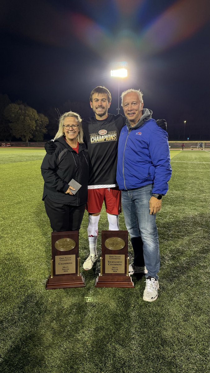Heather82835209's tweet photo. So this happened tonight.  SIUE won their championship conference game to move onto the NCAA tournament.  Patrick had the assist to tie the game with 6 minutes left in the second half to go into overtime!  Super proud mom and dad moment! https://t.co/55248zrZYB