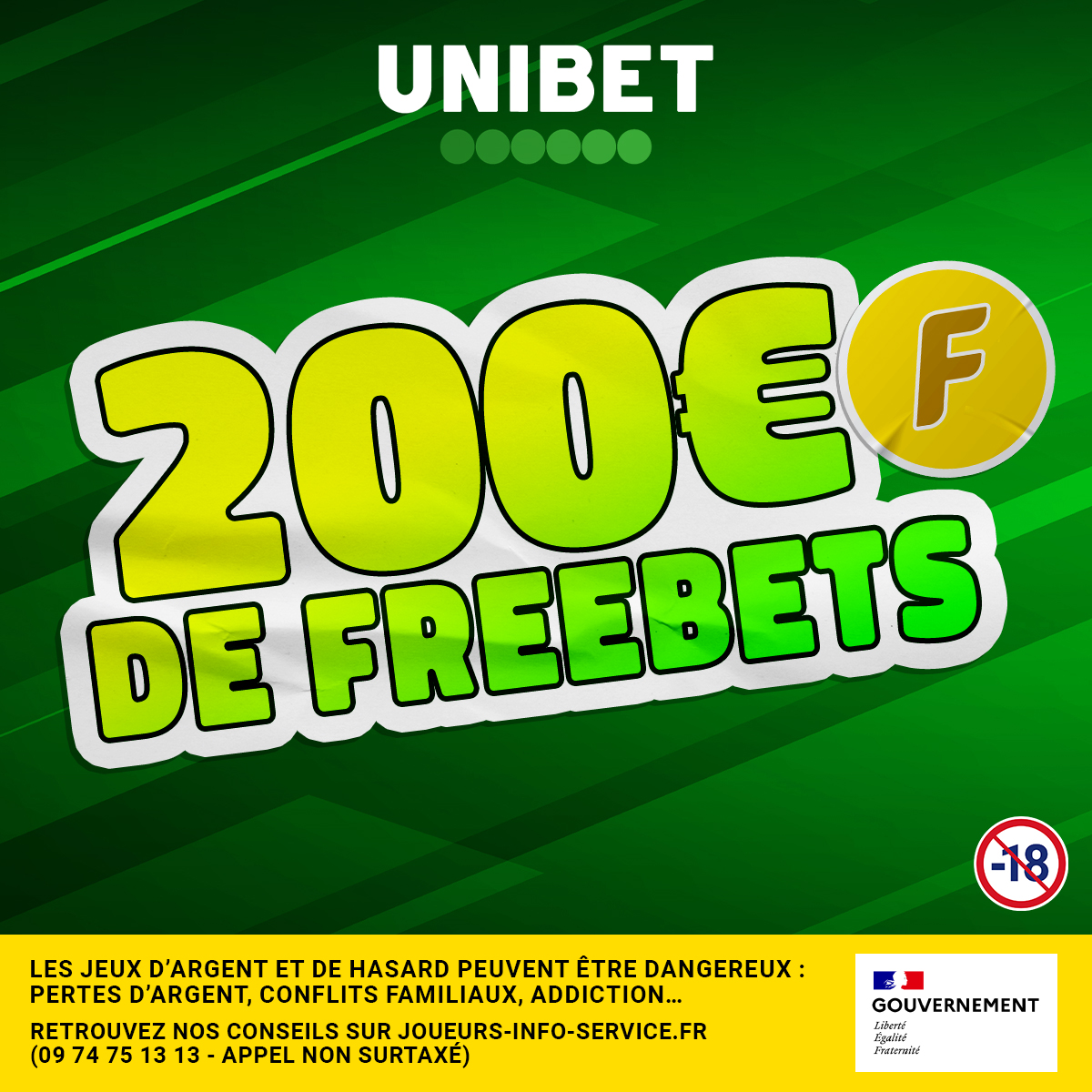 Quoi de mieux que 10 x 20€ de Freebets pour terminer le week-end ? 🤑

📋 RT/Follow + #FreebetUnibet + ton pseudo 
🍀 TAS à 20H