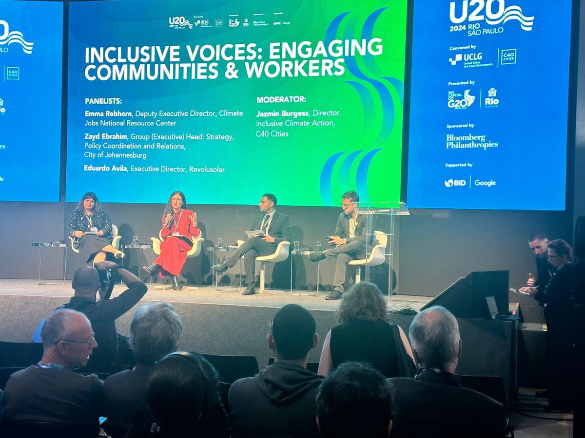 CityofJoburgZA's tweet photo. Zayd Ebrahim, CoJ Group Head of Group Strategy, Policy Coordination and Relations Department (GSPCR) addressed the main plenary on Joburg’s approach to incorporating diverse voices in ensuring a just transition in Joburg. 

The focus was to also offer recommendations to the G20 from the City, ahead of South Africa hosting next year's summit.