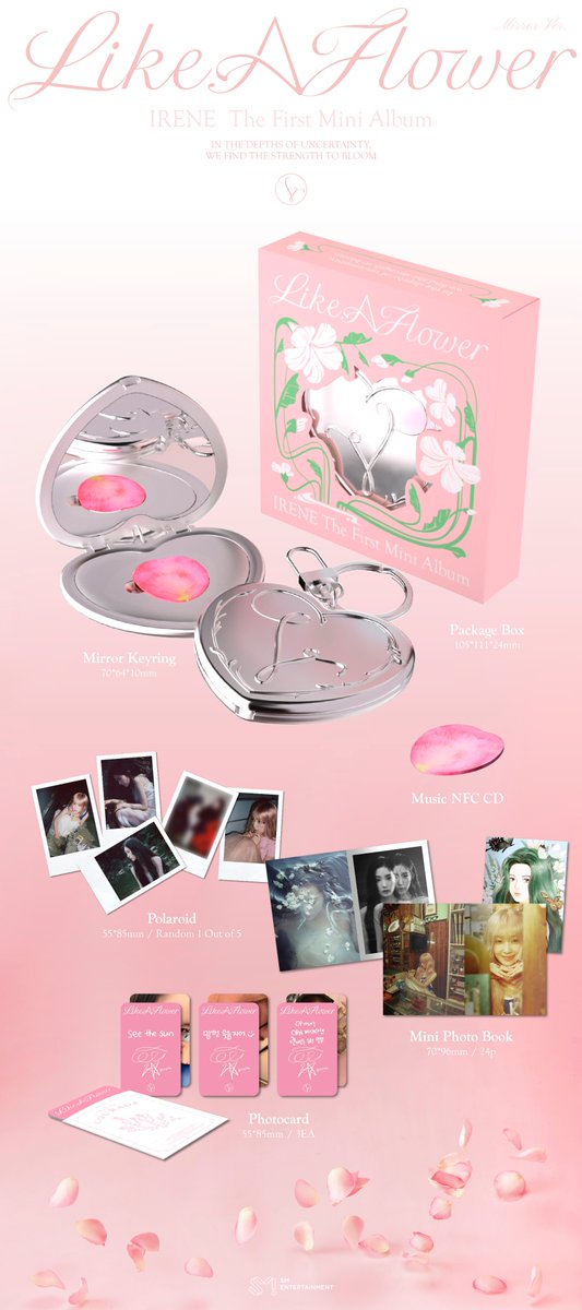 IRENE 'Like A Flower' Album Details (Mirror Ver.)

IRENE The 1st Mini Album 【Like A Flower】
➫ 2024.11.26 6PM (KST)

💿Pre-order
irene.lnk.to/like_a_flower

#아이린 #IRENE
#LikeAFlower #IRENE_LikeAFlower
#레드벨벳 #RedVelvet