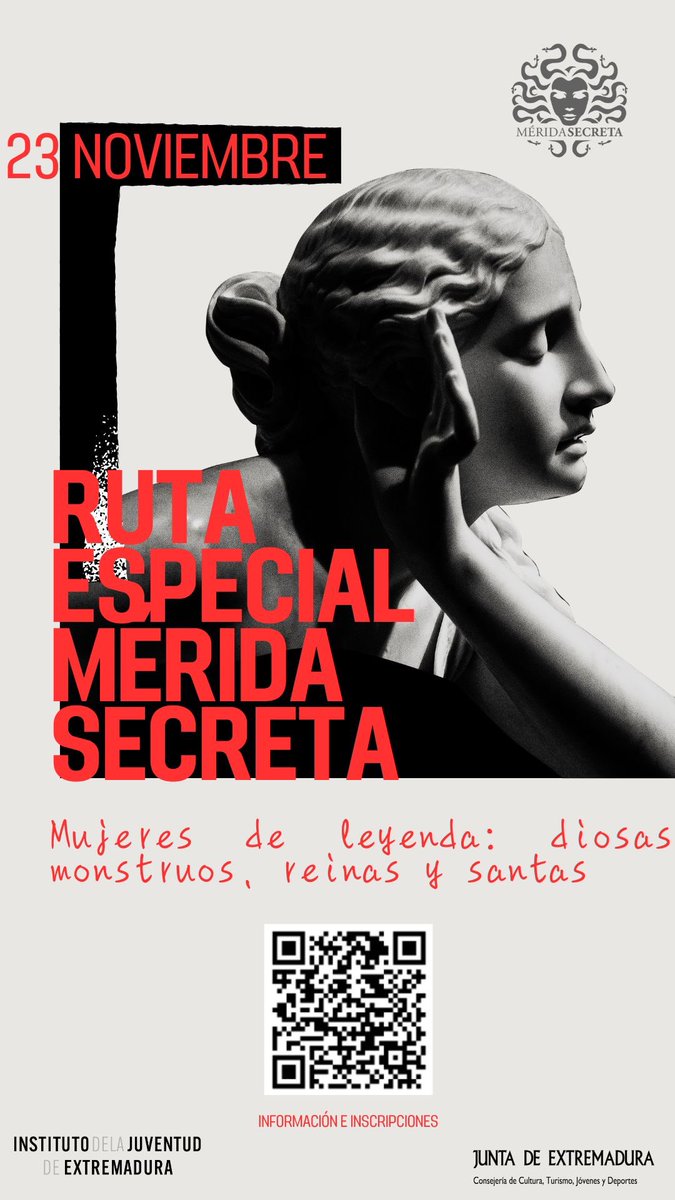 Enlace al formulario para apuntarse: 
forms.office.com/e/mT5rZPH90n
Esta Ruta especial se engloba en las actividades de sensibilización del <a href="/IJExtremadura/">IJEXtremadura</a> en torno al Día Internacional de la Eliminación de la Violencia contra la Mujer y está dirigida a poseedores de carné joven.