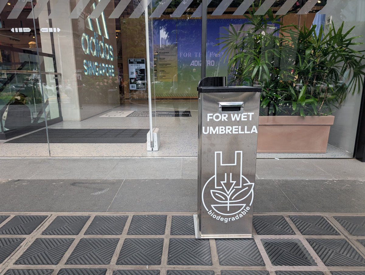 In Singapore, you leave your umbrella out on the sidewalk while you go inside to shop. And, apparently, when you come out, even tho it's raining, your umbrella is still there.