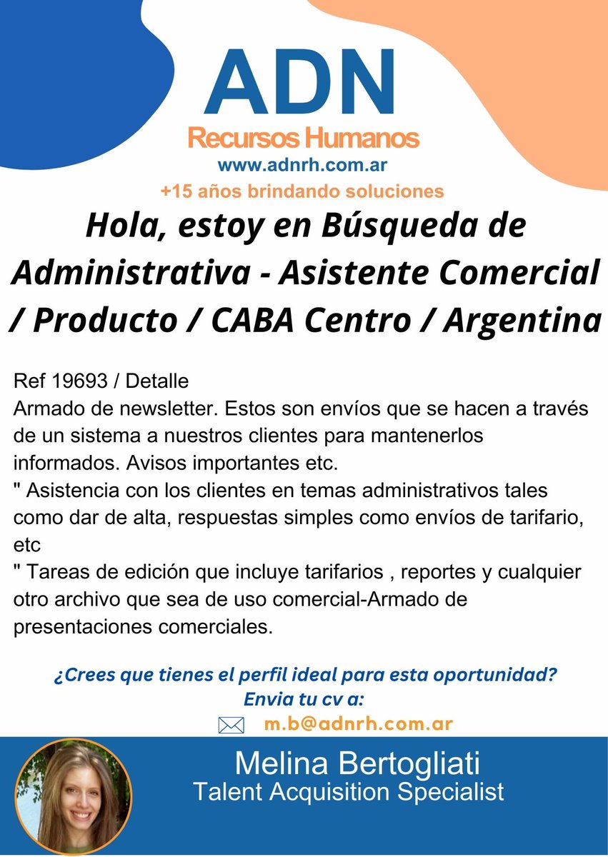 ADN Recursos Humanos - Búsqueda Laboral

adnrh.com.ar

#ADNrecursoshumanos #oportunidadlaboral #busquedalaboral #trabajo #recursoshumanos #buscotrabajo #empleo #oportunidadeslaborales #curriculum #reclutamiento #cv #busquedadetrabajo #Hiring #Argentina #Tecnologia