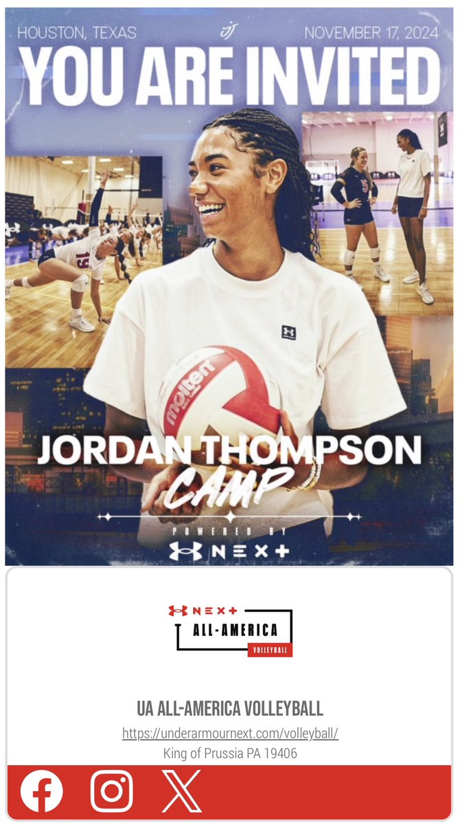 Thrilled to be attending the Under Armour Jordan Thompson Volleyball Camp today. Let’s get to work! <a href="/FULSHEARVB/">Fulshear Volleyball</a> <a href="/TexasTornadosVB/">Texas Tornados</a>