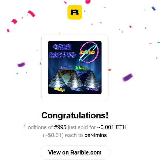 GramangzN's tweet photo. Rari 3D NFTs Evo #973, #984, #995 & #996
Item just sold
https://t.co/vV3XTUWFjU
#rarible #NFTsForSale #NFTshills #NFTMarketplace #NFTCollection #NFTCollectors #NFTCommunity #NFTDrop #RaritySniperNFT #RariChain #NFTDROPS #OpenSeaNFT #OpenSeaMarket #rarifoundation #NFTs https://t.co/YYb1w9O6sN