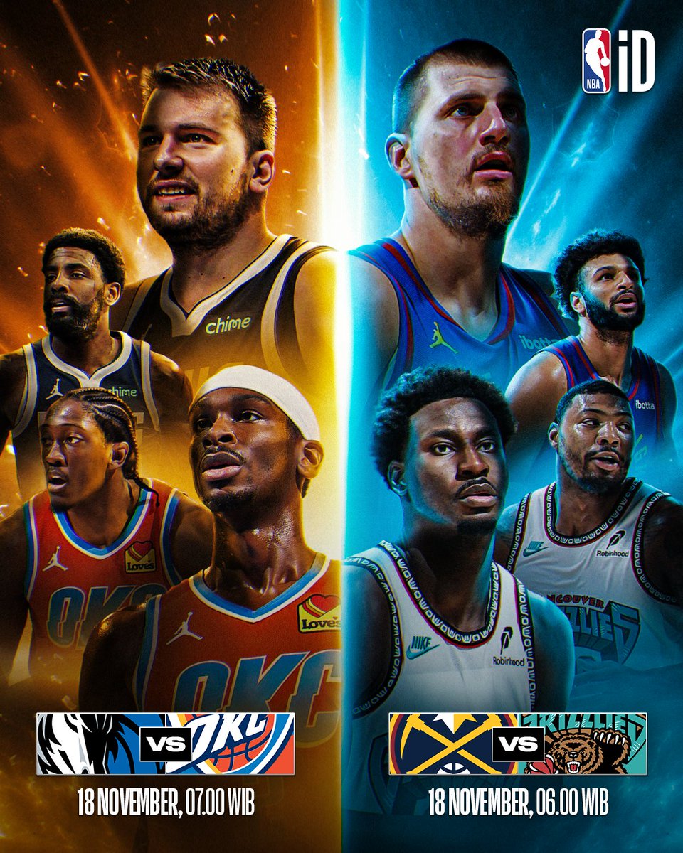 NBA_Indonesia's tweet photo. Senin besok, siapakah yang akan bawa pulang kemenangan?

⏰(6.00 WIB) - Nuggets vs. Grizzlies
⏰(7.00 WIB) - Mavs vs. OKC Thunder

Tonton pertandingannya di NBA App, GRATIS untuk pemilik akun #NBAID! https://t.co/XH0gd0Lggk 🏀

#NBAMemberDay https://t.co/wVG88u3S3a