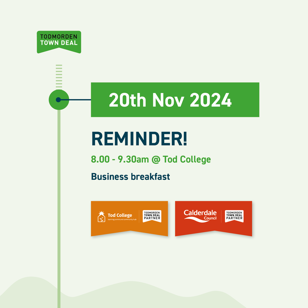 Tod_TownDeal's tweet photo. Event reminder! Calling all businesses, enterprises and tradespeople! Join us for the FREE Todmorden Business Breakfast:

Book your spot: https://t.co/D1z3LmwNLE 

More information: https://t.co/S85qXmuN3u  

#TodmordenTownDeal #KeepingItLocal

@calderdale @TLCinTOD https://t.co/6UJ3FY5a5K