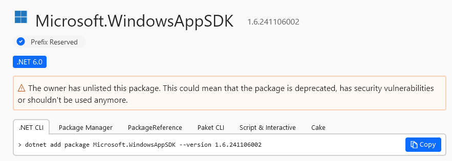 shinta0806's tweet image. なぜか #WindowsAppSDK の最新版がキャンセルになったようだけど、既にインストール済の環境だと、公開日が 1900/01/01 扱いになるようだ