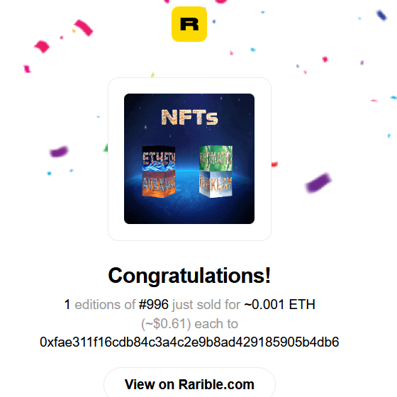 GramangzN's tweet photo. Rari 3D NFTs Evo #973, #984, #995 & #996
Item just sold
https://t.co/vV3XTUWFjU
#rarible #NFTsForSale #NFTshills #NFTMarketplace #NFTCollection #NFTCollectors #NFTCommunity #NFTDrop #RaritySniperNFT #RariChain #NFTDROPS #OpenSeaNFT #OpenSeaMarket #rarifoundation #NFTs https://t.co/YYb1w9O6sN