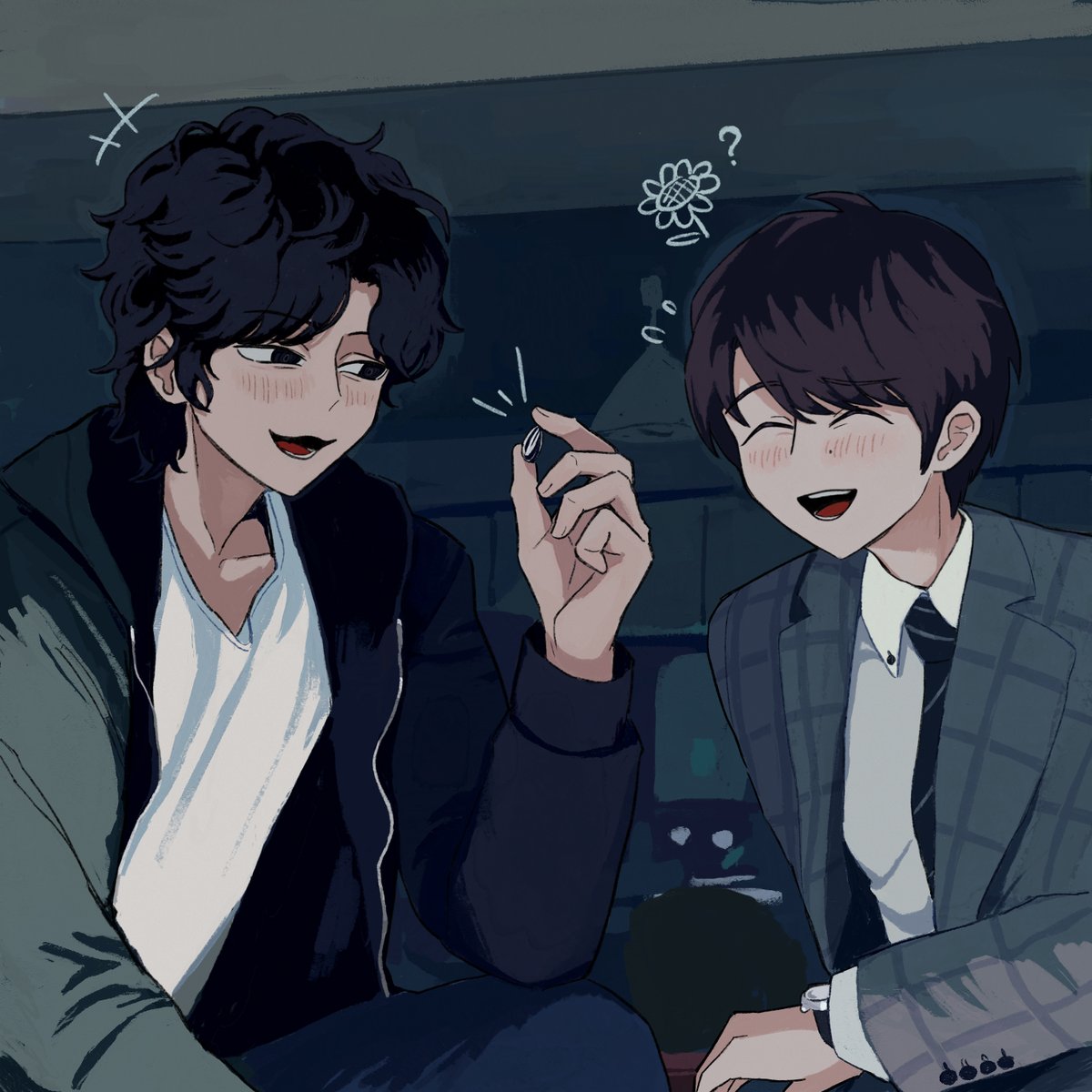 折伞的女人里一本正经地讨论瓜子（？）的两人，很喜欢这个场景www