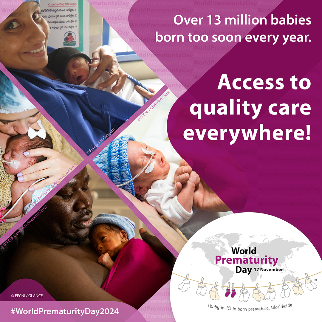 🌍 Today is #WorldPrematurityDay2024! Over 13 million babies are born too soon every year. 💜 Every baby, no matter where, when, or how they are born, deserves access to quality care to survive and thrive.

Access the latest resources on prematurity here: ow.ly/GoNx50U7T9e