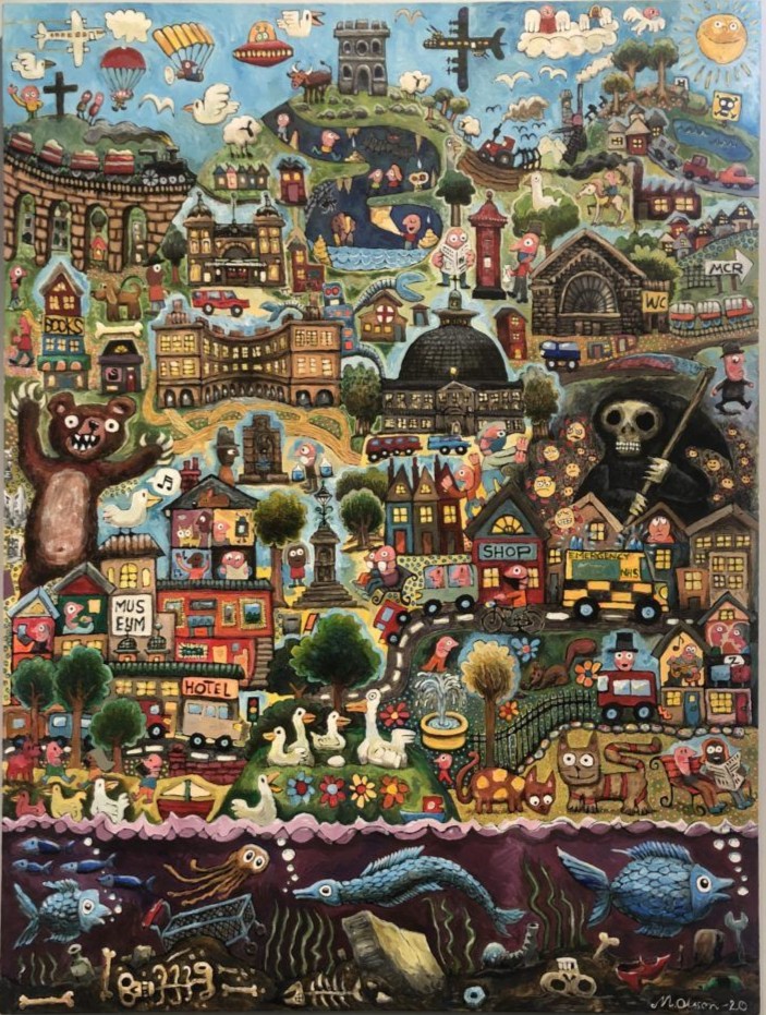 #Museum30✨

"Buxton 2020" is an eye-catching painting by Martin Olsson.🐻

The commission was funded by the Arts Council England Emergency Response grant, which led Martin to #Create his response to the Covid lockdown. The piece is full of life, whilst tackling a hard subject!💙