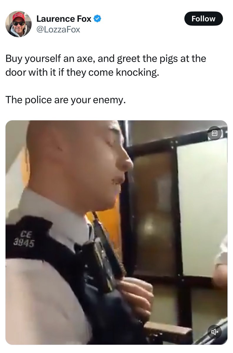 Last November, two detectives from <a href="/bedspolice/">Bedfordshire Police</a> visited my home over an anti-Israel tweet.

They told me to be “mindful” of what I post while confirming that “no crime was committed” — my tweet wasn’t related to anything to do with the UK. 

You can watch the engagement here: