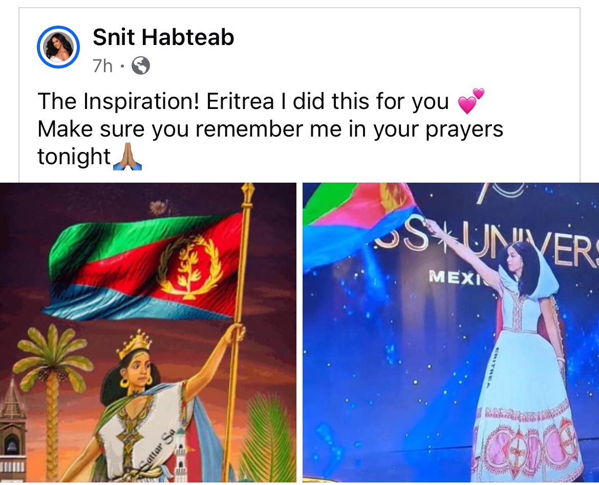 Shenkolet's tweet photo. #Eritrea #Snit shining @ #MissUniverse2024 🇪🇷🇪🇷🇪🇷 https://t.co/Mz9a9PxTK2