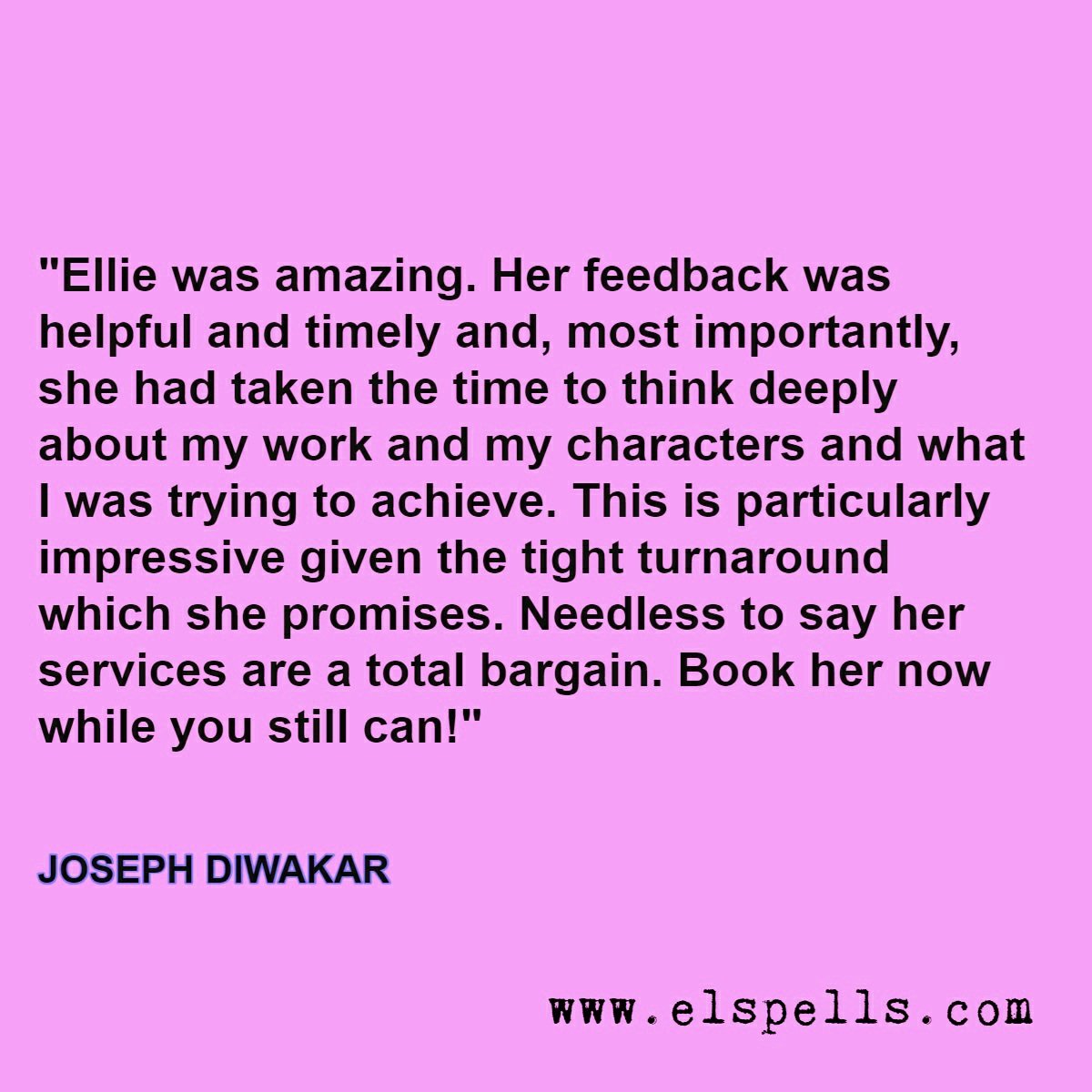 I'm booked up for November, down to last slots in December, and taking bookings for Jan already so get in quick if you want affordable, honest, helpful feedback on your #manuscript! 

elspells.com 

#WritingCommunity #ElspellsWritingFeedback