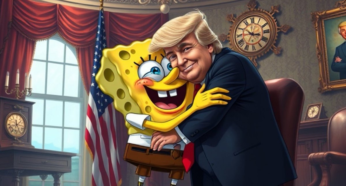 Spongebobtrumpy's tweet photo. Hearing the suggestion from SpongeBob, Trump was silent for a moment and thought about Spongebob's input...and then Trump said that's a good idea, SpongeBob, I will run for president in the next election, then Trump asked Spongebob to help him become an assistant in the campaign. https://t.co/Ni0RCFwB2P