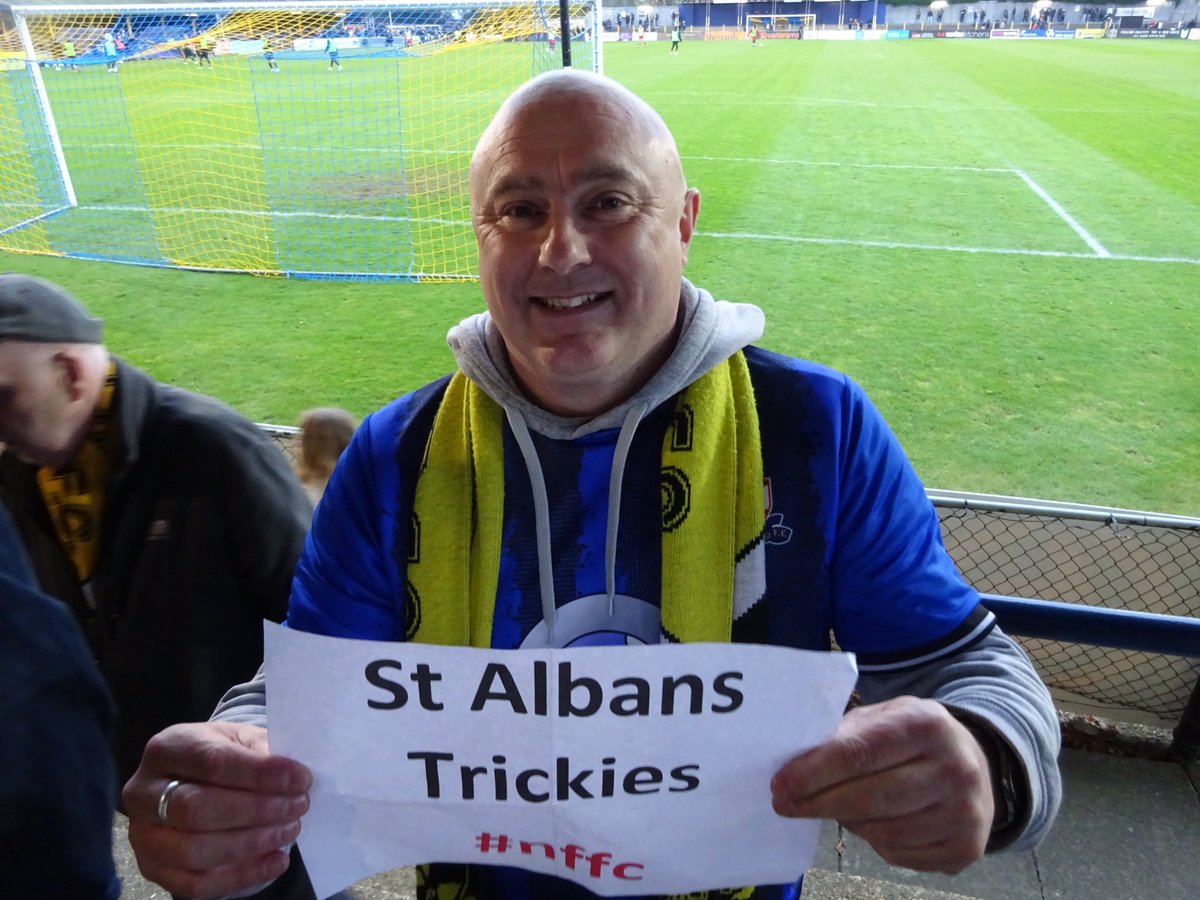 NFFCStAlbans's tweet photo. [3/4] Thank you to Dan White (red hat) for gathering some (Basford) Trickies including Alan (pics 2 and 3) for the @NFFCStAlbans cameraman at half-time #nffc #basford #StAlbans https://t.co/O3xcuUiesT