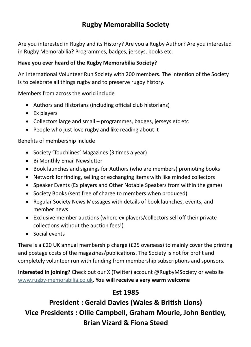 Rugby Memorabilia Society tweet media