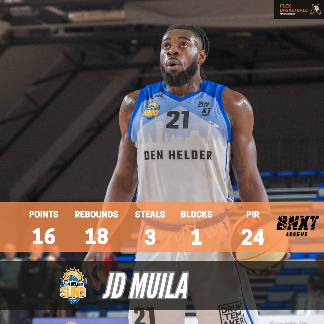 <a href="/JdMuila11/">JD Muila</a> with another STRONG performance for the Den Helder SUNS , recording his 5th double double of the season with 16 PTS to go along with 18 REB and 3 STL for PIR 24 vs. Union Mons-Hainaut ! 🦌🔥