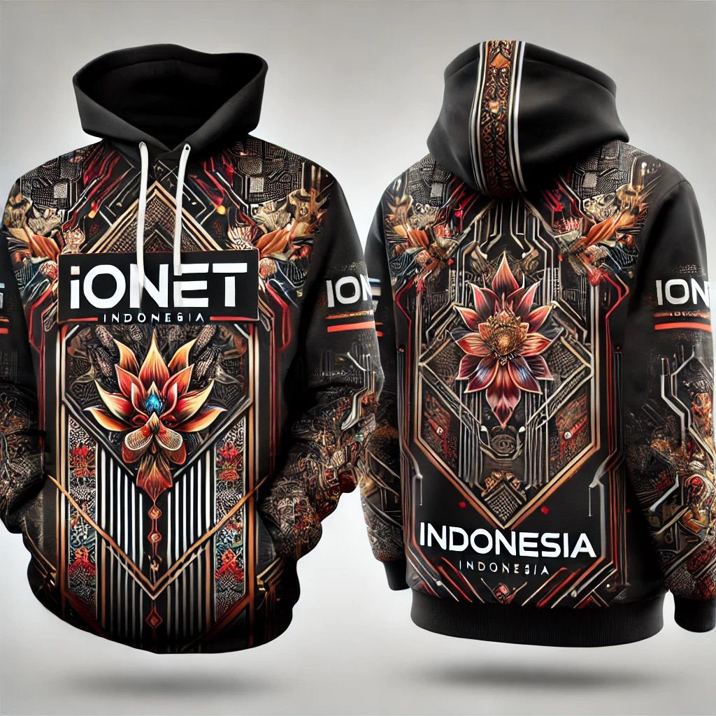 lengannam's tweet photo. This hoodie design beautifully merges Indonesian cultural heritage with modern technology. The black base serves as a canvas for vibrant batik-inspired patterns, seamlessly integrated with sleek circuit-like elements
#MerchContest @ionet @ionetIndonesia https://t.co/JIyY2hSLsa