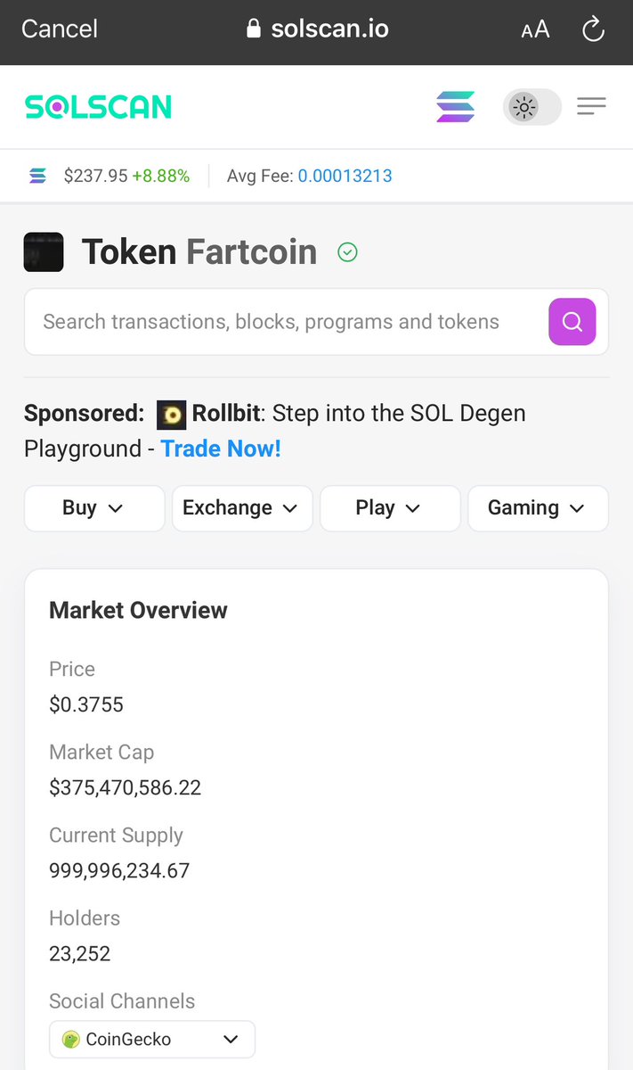 secondcycler's tweet photo. $gnon has 18,886 holders.
$fartcoin has 23,252 holders.
gnon to fartcoin holders ratio is 0.81

$gnon mcap is $13.2M
$fartcoin mcap is $375.4M. 
gnon to fartcoin mcap ratio is 0.035.

i say we have a minimum of 23x reprising here. 

cc @based16z @idrawline @0xSisyphus https://t.co/FlxJZtMxRJ