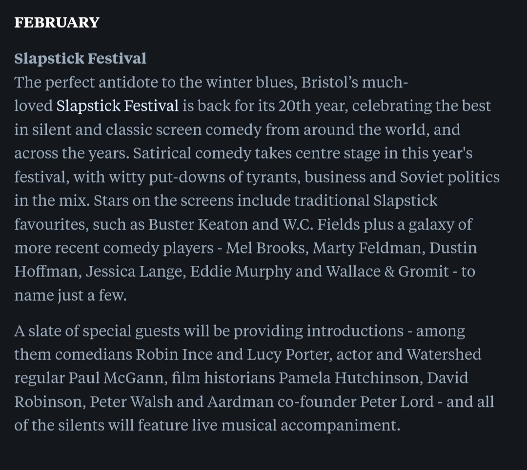 A rundown of #slapstickfest25 events at <a href="/wshed/">Watershed</a> via <a href="/letterboxd/">Letterboxd</a>!