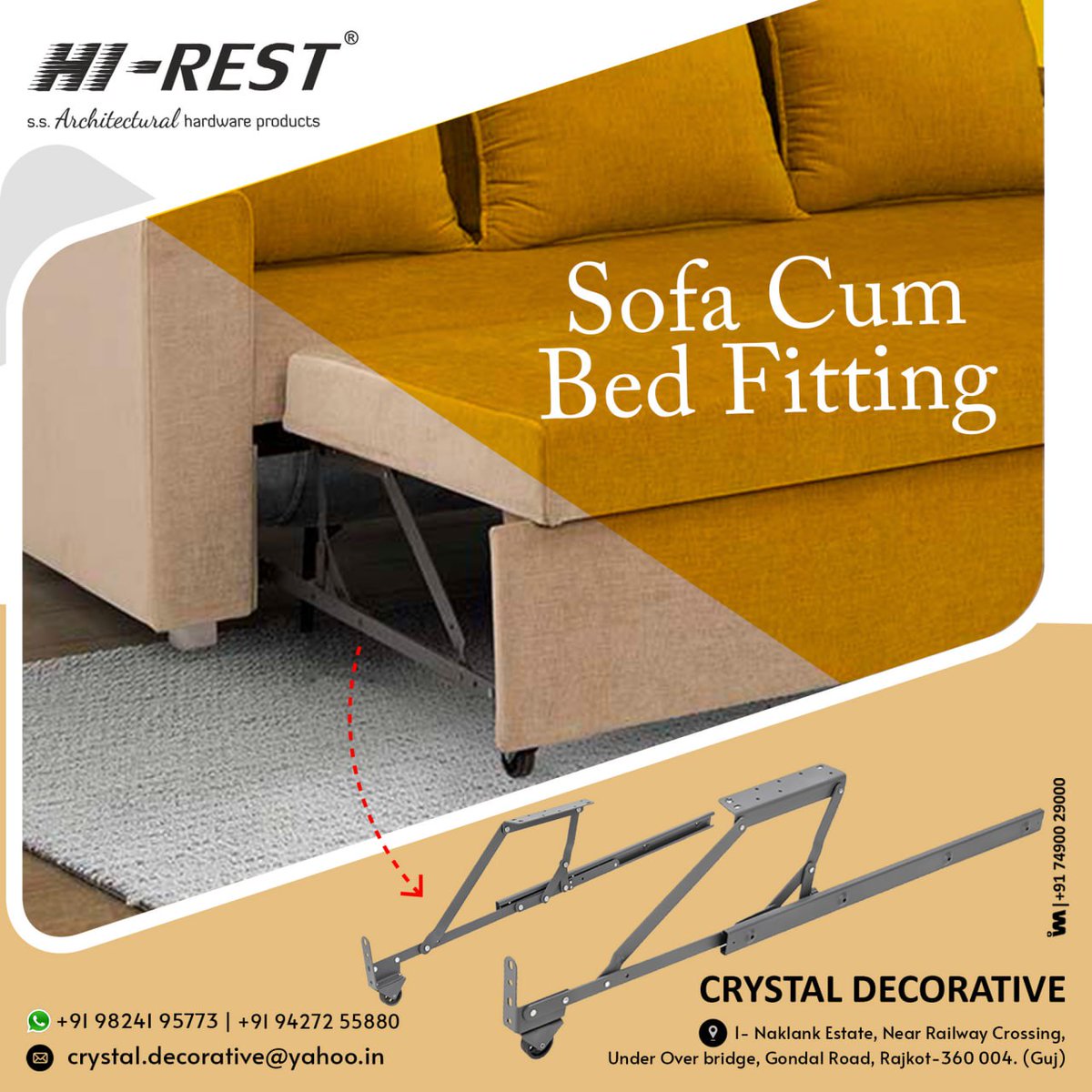 ibais_hardware's tweet image. CRYSTAL DECORATIVE (RAJKOT)

For enquiry via WhatsApp click:
ibais.biz/9979990557

Mr. Anurag Patel - +91 99799 90557
Mr. Pankaj Patel - +91 94272 55880
#bedfitting #hardwareproduct #hardwarefitting
.
@ibais_hardware