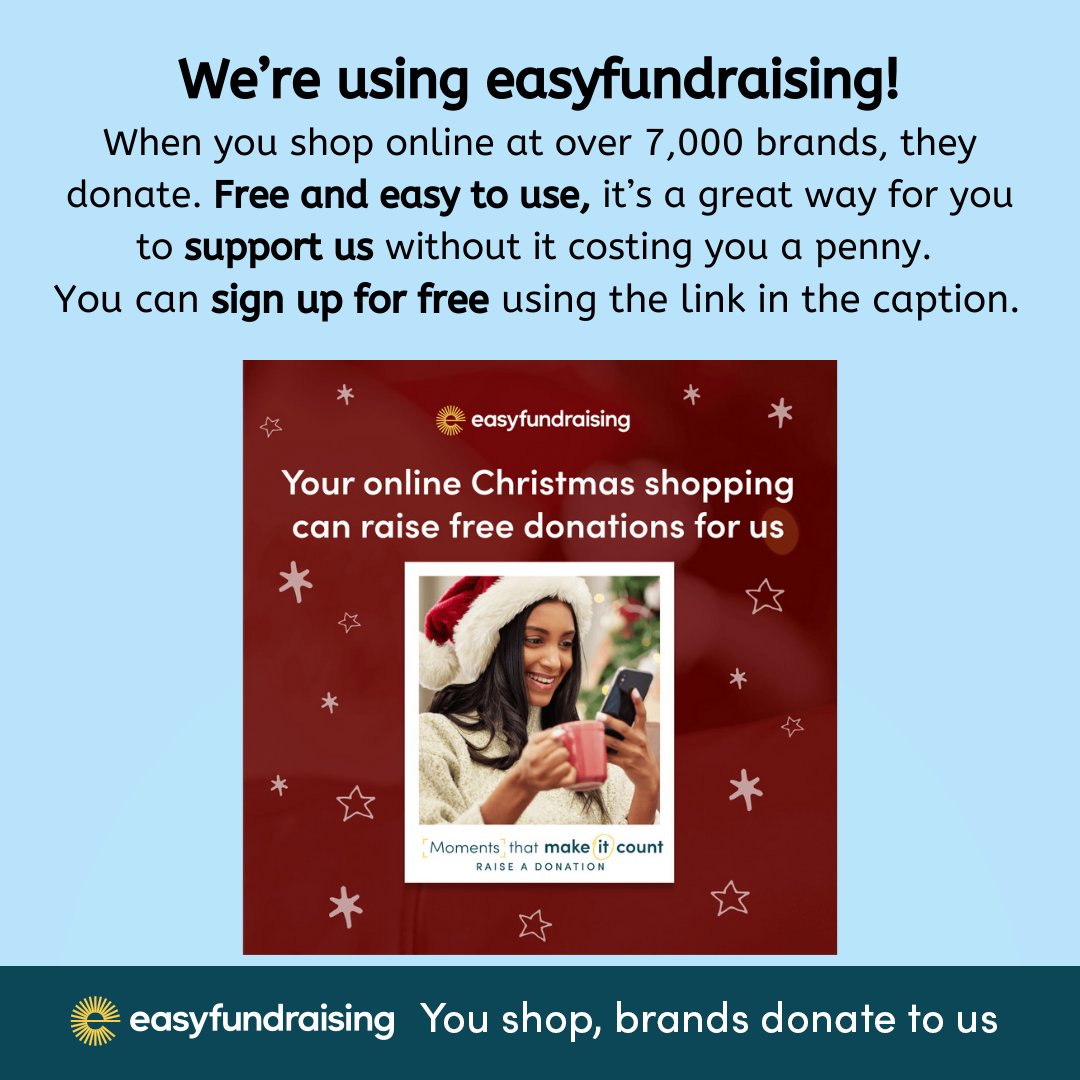 As you start your Christmas shopping and shop the Black Friday deals, could you sign up to easyfundraising and raise money for us for free?
Over 7,000 brands will now donate to us for FREE every time you use #easyfundraising to shop with them. Sign up here ow.ly/Fq6H50RFsIx
