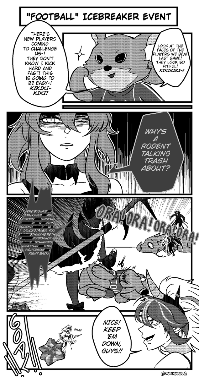 Luminminya's tweet photo. Football? More like, Kick-their-balls lololol 
#Arknights #アークナイツ #明日方舟 https://t.co/QNXX2BYwdP