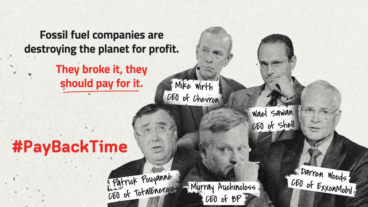 ExtinctionR's tweet image. Climate change isn’t a future threat, it’s here and now, driving up your food, energy and insurance costs.
#BigOil knows how burning oil, gas and coal cooks the planet &amp;amp; supercharges extreme weather, all while they rake in obscene profits.
It’s #PaybackTime &amp;gt;&amp;gt;&amp;gt; #MakePollutersPay