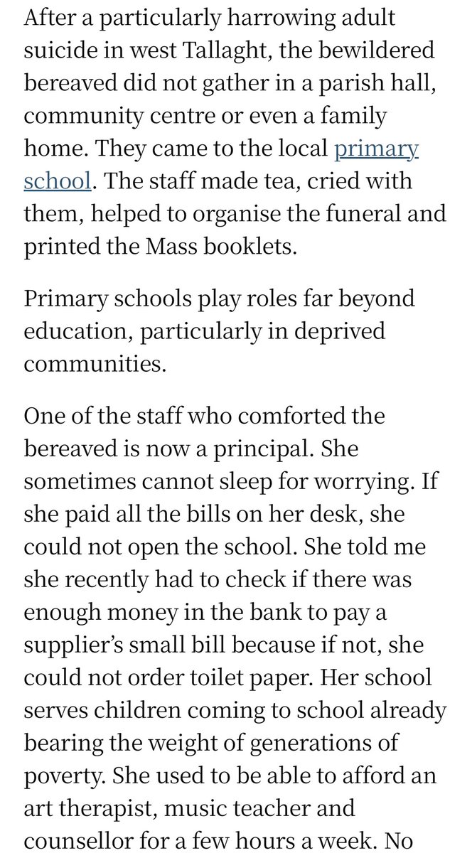 ciaraquill's tweet photo. Excellent article about school underfunding by Breda O’B #edchatie

“Our schools are being punished for being caring and competent, for getting things done with funding levels that would cause Michael O’Leary to throw his hands up and declare bankruptcy.”

https://t.co/CbMSsKXn2f https://t.co/0ZuOJtp06h
