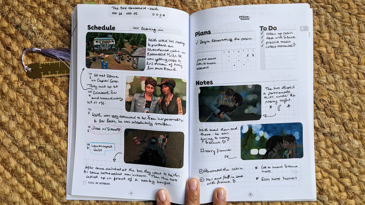 Having so much fun scrapbooking about Keith's amazing first date with Sienna and collecting his plans in my Sim Planner. 💛

#TheSims4 #SimPlanner