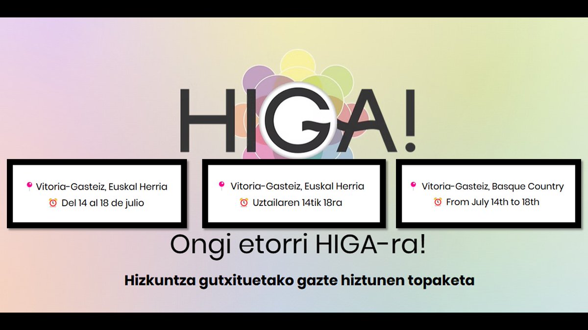 🟡EN | Inscriptions are open!
HIGA!2025 has new definitive dates!
HIGA!2025 will be held from 14 to 18 July 2025. For the first time, we will have 5 days of HIGA! The new dates, already definitive, will ensure a better HIGA.
✍️Sign-Up Form: tuit.cat/e1qho