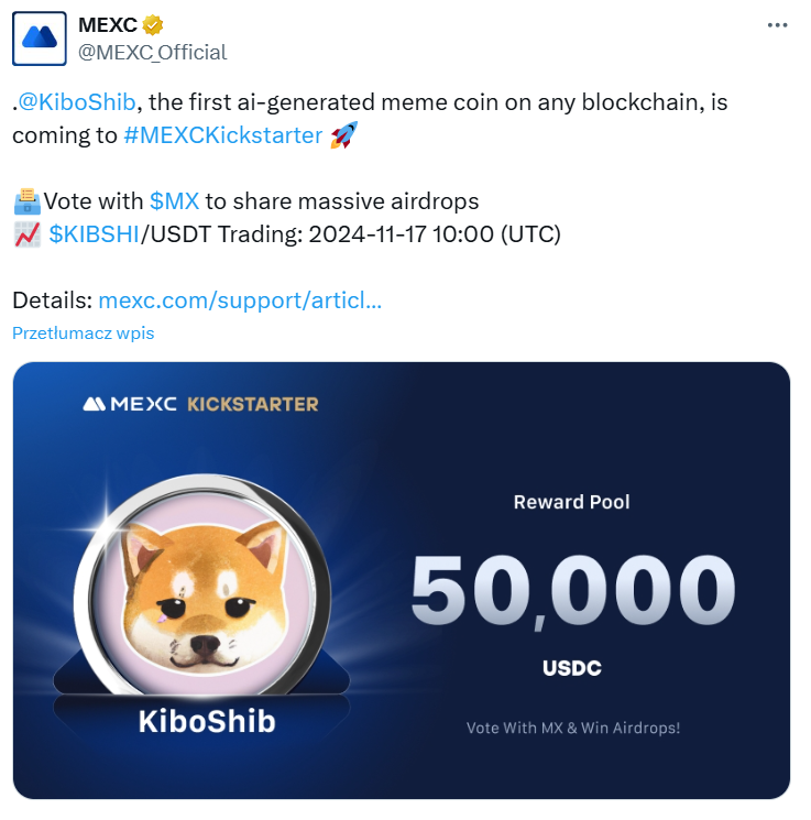DonVitoBC's tweet photo. GM,

Huge news for $Kibshi fans!

AscendEX ✅
Mexc✅
New ATH✅ 

We all know what's next:

➡️ 100M market cap is just formality 📃
🔜 Binance 
➡️ 1B MC 🔥

It's going to be a great trip with @KiboShib 😎 https://t.co/rstRi6ohWo