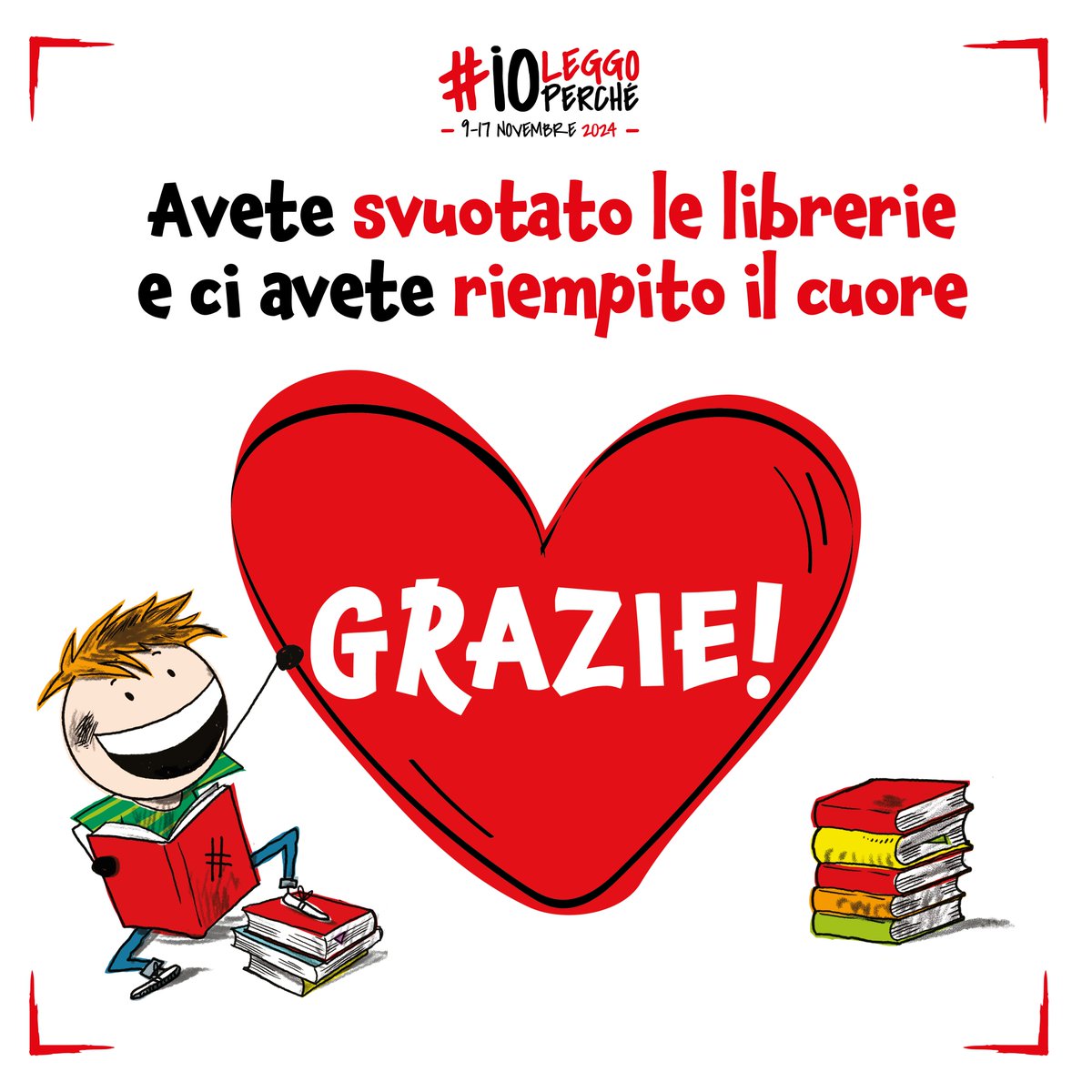 La settimana delle donazioni di #ioleggoperché è terminata!

Facciamo fatica a trovare le parole per descrivere tutta la passione che ci avete mostrato intorno a un tema così importante come quello delle biblioteche scolastiche 🥹

Grazie a tutti ❤️

#IlFuturoIniziaConUnLibro
