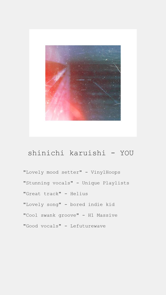 shinichi karuishi
"YOU"
Streaming Now!!!
youtube.com/watch?v=YmbqNF…
<a href="/submit_hub/">SubmitHub</a>