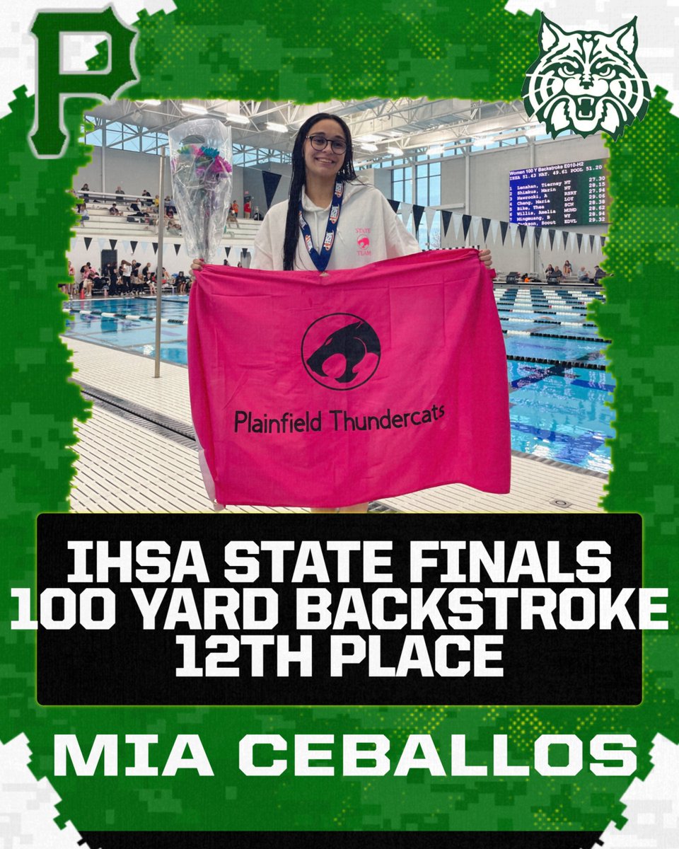 WildcatsPCHS's tweet photo. Congratulations to Mia Ceballos-she finished in 12th place in the IHSA State Final 100 yard backstroke with a time of 56.39. Great season for Mia and our entire Girls Swimming team! Thank you to students and staff for all of their support!
@Mr_Chlebek @pchssuperfan @PCHSBoosters https://t.co/uSoit2Uugj