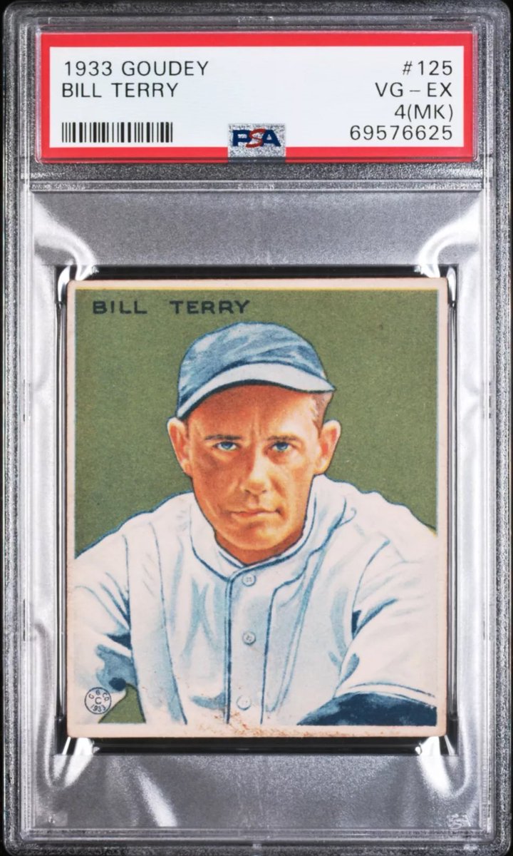 PCruisemissile's tweet photo. Posting a 1933 Goudey from my collection every day until Christmas. Career 341 hitter.
#billterry
#1933goudey #TheHobbyFamily https://t.co/RSGcrHnwEU