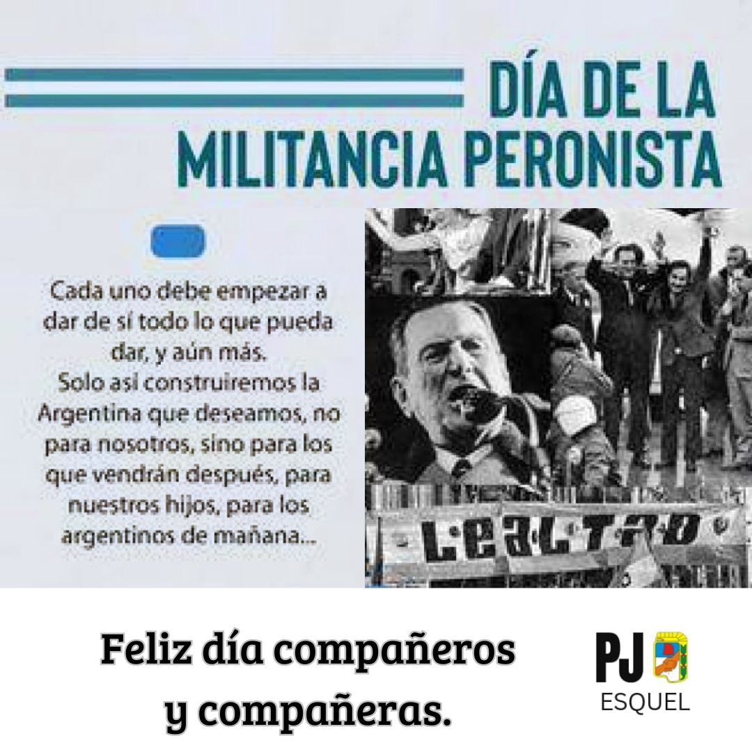 Celebramos cada 17 de noviembre el Día de la Militancia, jornada en la que quedó demostrado el triunfo de la militancia y la resistencia del movimiento justicialista tras casi 20 años de proscripción 
Un día como hoy, 1972, Perón regresaba a Argentina tras el golpe de Estado.