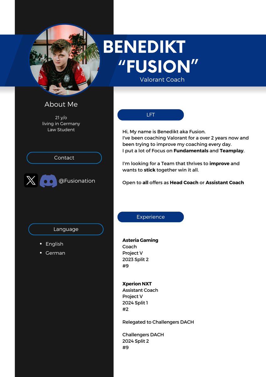 Fusion (@fusionation) on Twitter photo Since my time as Assistant Coach of <a href="/XPERION_NXT/">XPERION NXT</a> is over,
I am now Officially LFT as Valorant Coach Since my time as Assistant Coach of <a href="/XPERION_NXT/">XPERION NXT</a> is over,
I am now Officially LFT as Valorant Coach