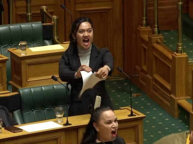Rehna_AntiCaste's tweet photo. Face of indigenous resistance! New Zealand MP Hana-Rawhiti Maipi-Clarke ripped up a controversial bill violating the tribal rights and performed a traditional tribal dance as a symbol of resistance!SC/ST/OBC MPs in Indian parliament have much more to learn from her! https://t.co/Lm1KS4Jn6b