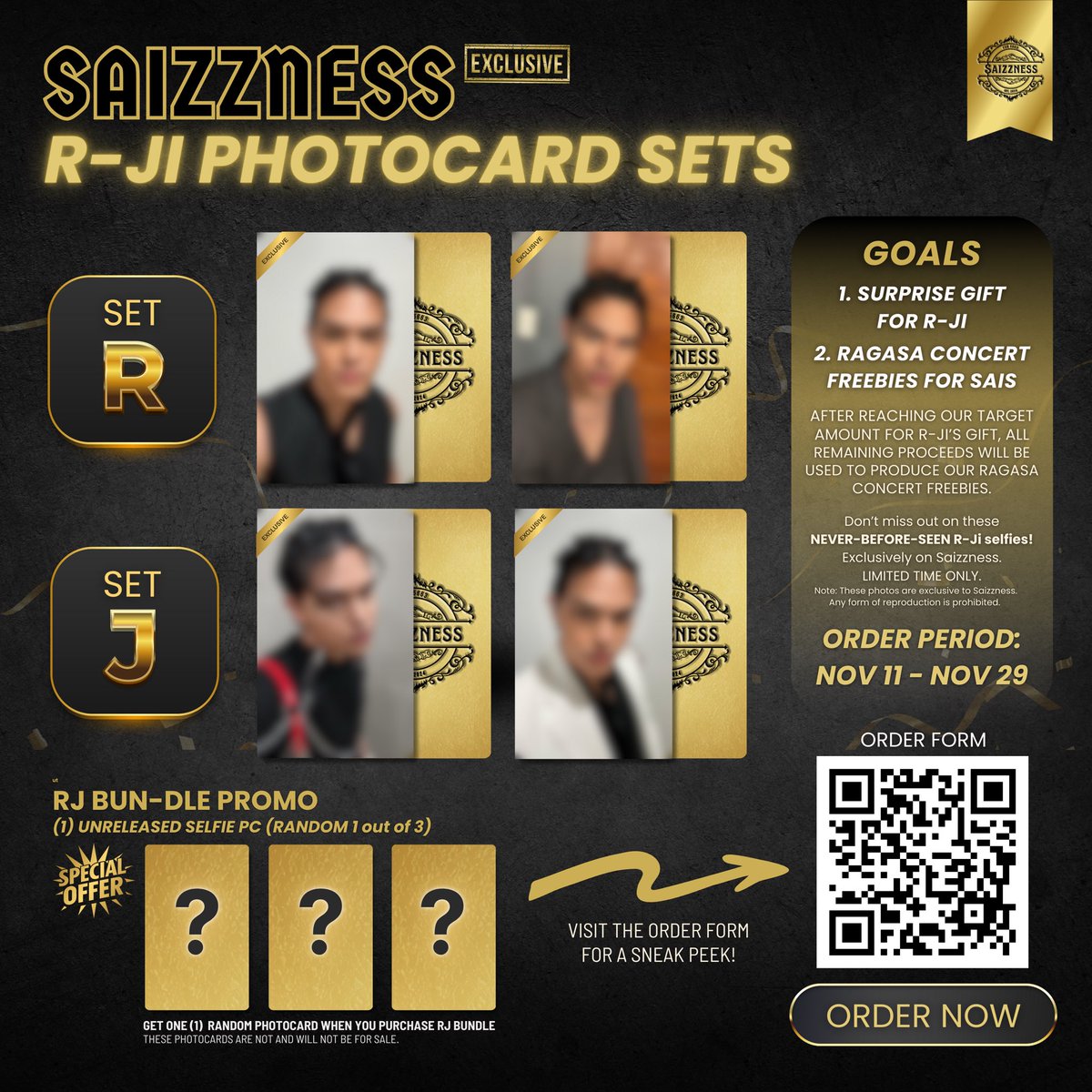 Saizzness's tweet photo. Man bun R-Ji is our favorite R-Ji! Kayo rin ba?

Grabeng ayuda to from boss 😩
In return, let's surprise him with our gift sa Dec 6, saizz. G ba??

Grab our newest sets of exclusive photocards dahil deserve mo yan at deserve ni boss yung surprise natin!❤️‍🔥

#Saizzness
#ALAMAT_RJI https://t.co/b2qA3yz6NK
