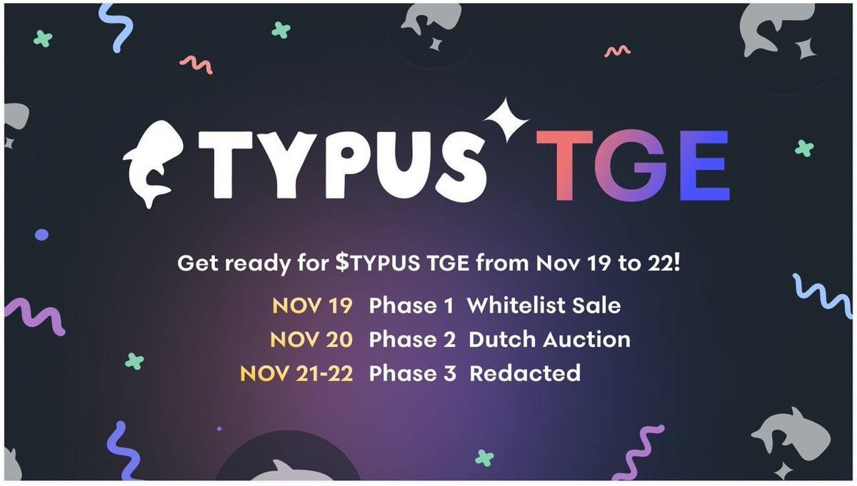 brainx's tweet photo. Typus Finance TGE is almost here! 

💠Backed by @Mysten_Labs & @SuiFoundation

TGE Details:
Phase 1: Nov 19, 21:00 UTC+8 (24h WL Presale)
Phase 2: Nov 20, 21:00 UTC+8 (4h Dutch Auction)

2 x GTD WL Raffles

1️⃣ Follow @TypusFinance & @BrainAxe88 
2️⃣ Like & Retweet
3️⃣ Comment your SUI wallet address

⏳ Winners will be drawn in 2 hours!