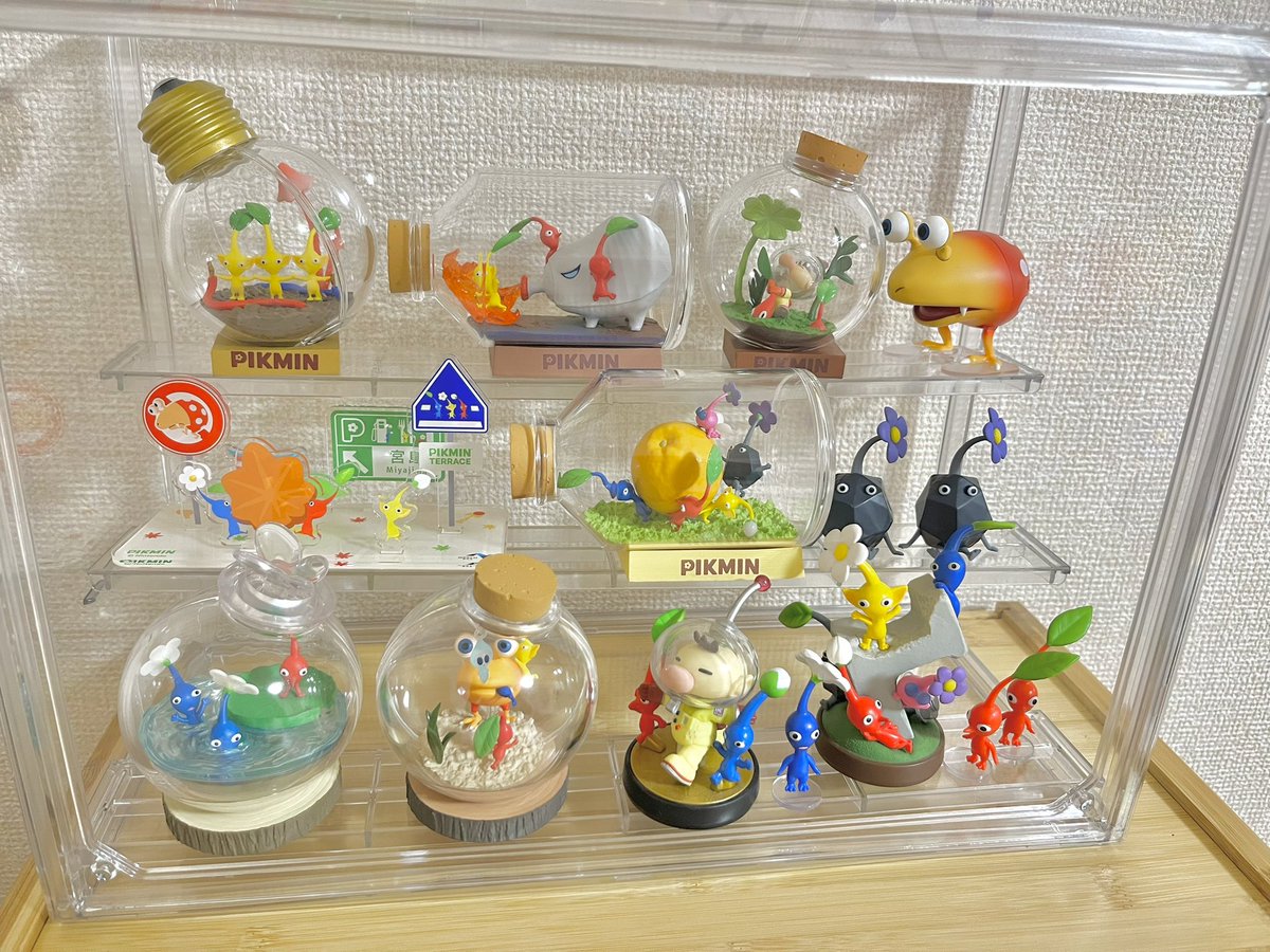 3coinsの収納ケース、ようやく届いたからピクミンテラリウムとか並べて