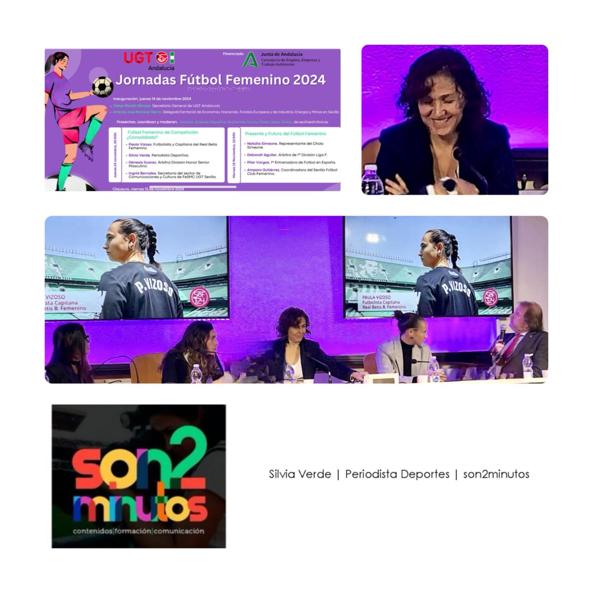 son2minutos's tweet photo. S2M |🎙Un placer participar en esta I Jornada de Fútbol Femenino #SevillaesfútbolFemenino2024
junto a @pvizoso13 #GénesisSuarezMedina e @bernales_ingrid
GRACIAS: #AntonioJimenezRiquelme CEO #SelF24 @SevillaEsFutbol @EmpleoJunta @RFAF @UGT_Andalucia https://t.co/gJavv1OWLW