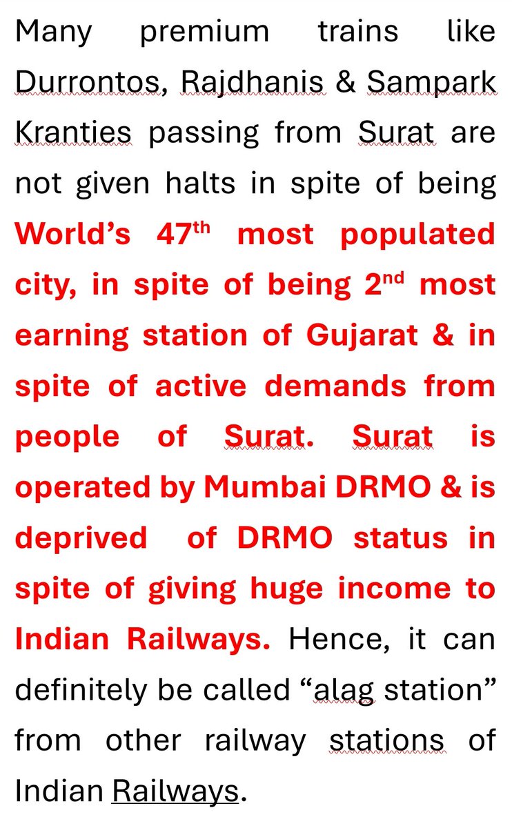 <a href="/AshwiniVaishnaw/">Ashwini Vaishnaw</a>, <a href="/WesternRly/">Western Railway</a> <a href="/RailMinIndia/">Ministry of Railways</a> <a href="/irsdcinfo/">Indian Railway Stations Development Corp. Ltd.</a> <a href="/RailwaySeva/">RailwaySeva</a> <a href="/drmbct/">DRM - Mumbai Central, WR</a> <a href="/NWRailways/">North Western Railway</a> <a href="/WWWASurat/">Surat Int'l Airport STV ✈</a>