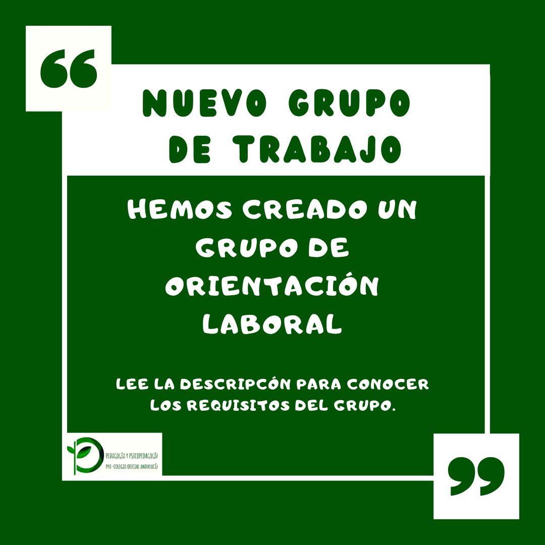 🎯 Desde COAPYPE creamos un grupo de trabajo de orientación laboral.
Buscamos pedagogos/as o psicopedagogos/as con:
✅ Experiencia/formación en orientación laboral.
✅ Soci@ en COAPYPE
✅ Motivación y ganas de trabajar.
📩 Escríbenos a COAPYPE@gmail.com
#Pedagogía #Psicopedagogía