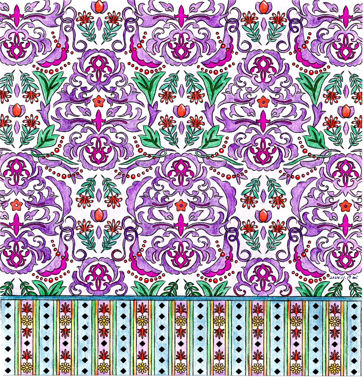 aries_sunrise's tweet photo. 「ダマスク柄の壁紙」
#大人の塗り絵 #ぬりえ #コロリアージュ #coloriages #ダマスク柄 #damaskpattern #塗り絵 #ぬり絵 https://t.co/Es5Cd9J5LM